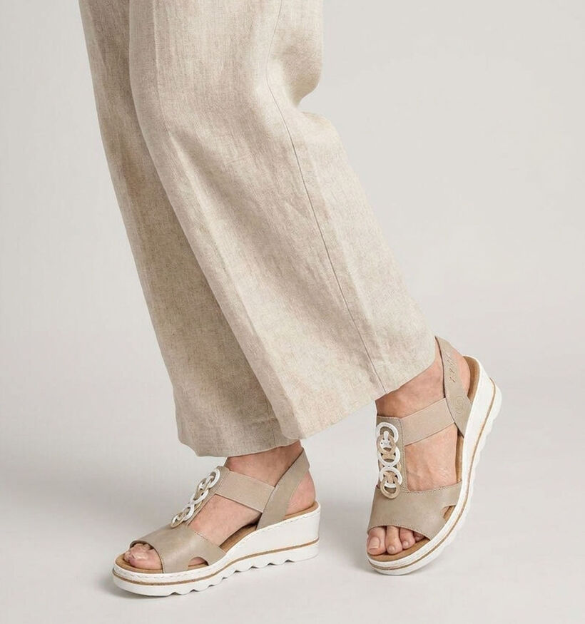 Rieker Beige Sandalen met Sleehak voor dames (370419)