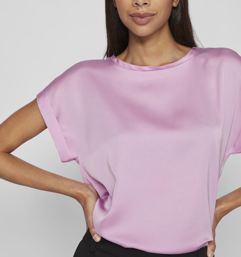 Vila Ellette Satin Blouse en Rose pour femmes (335436)