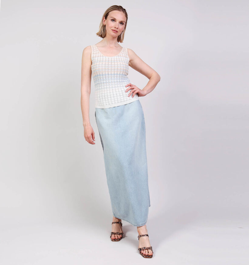 Guess Lichtbeige/Blauwe Top voor dames (370372)