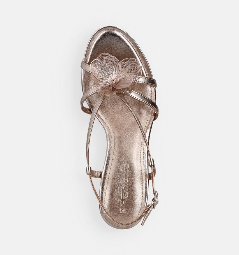 Tamaris Flower Sandales &agrave; talons en Or pour femmes (373624)