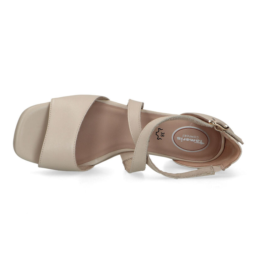 Tamaris Comfort Beige Sandalen met gesloten hiel in leer (323053)