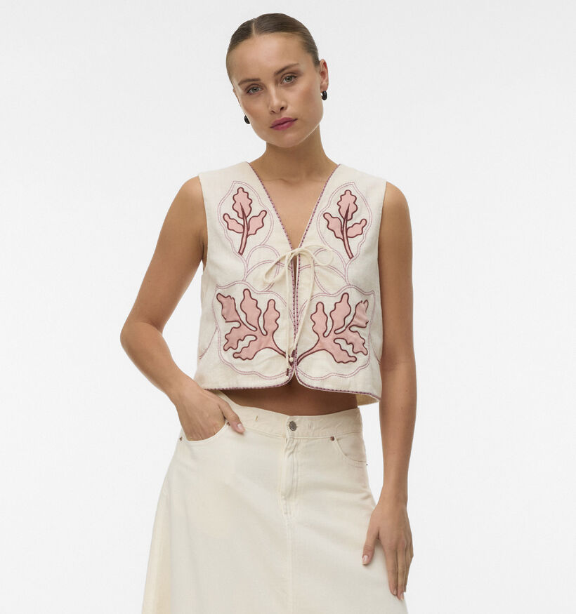 Vero Moda Jamila Beige Vest met Bloemenprint voor dames (369383)