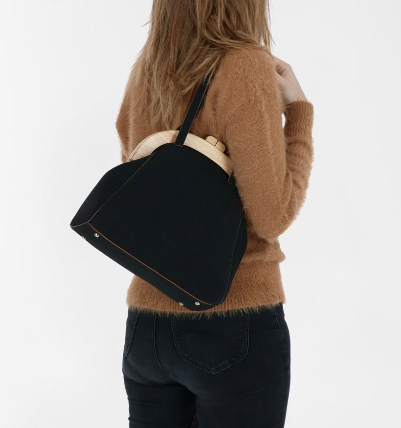 Woomen Iris Vegan Sac à bandoulière en Noir en textile (288721)