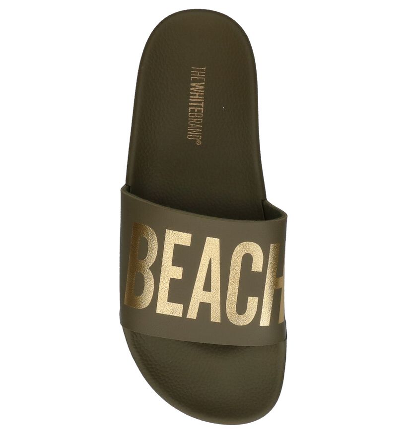 Kaki Sportieve Slippers The White Brand Beach Please in kunstleer (219399)