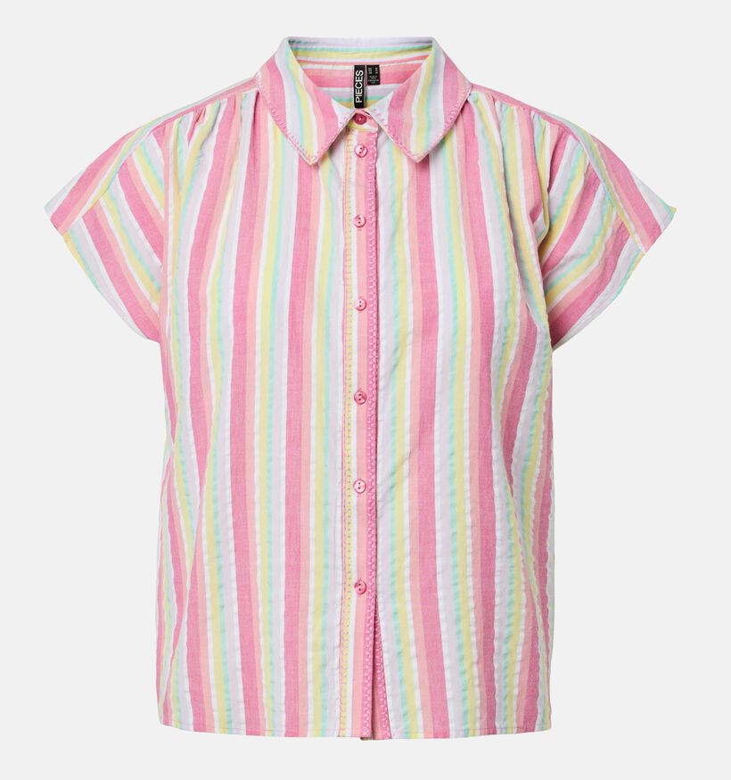Pieces Batithana Gestreept Hemd Roze/Geel voor dames (369202)
