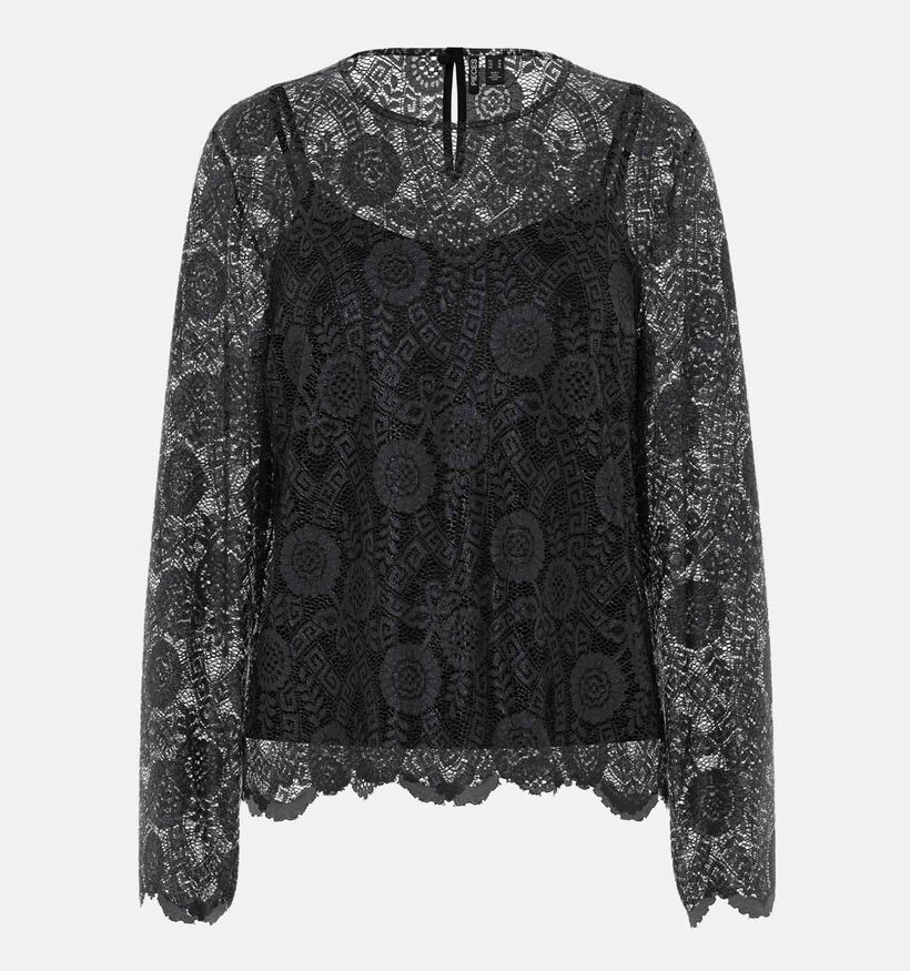 Pieces Olline Lace Zwarte Blouse voor dames (361160)