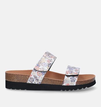 Slippers op sleehak wit