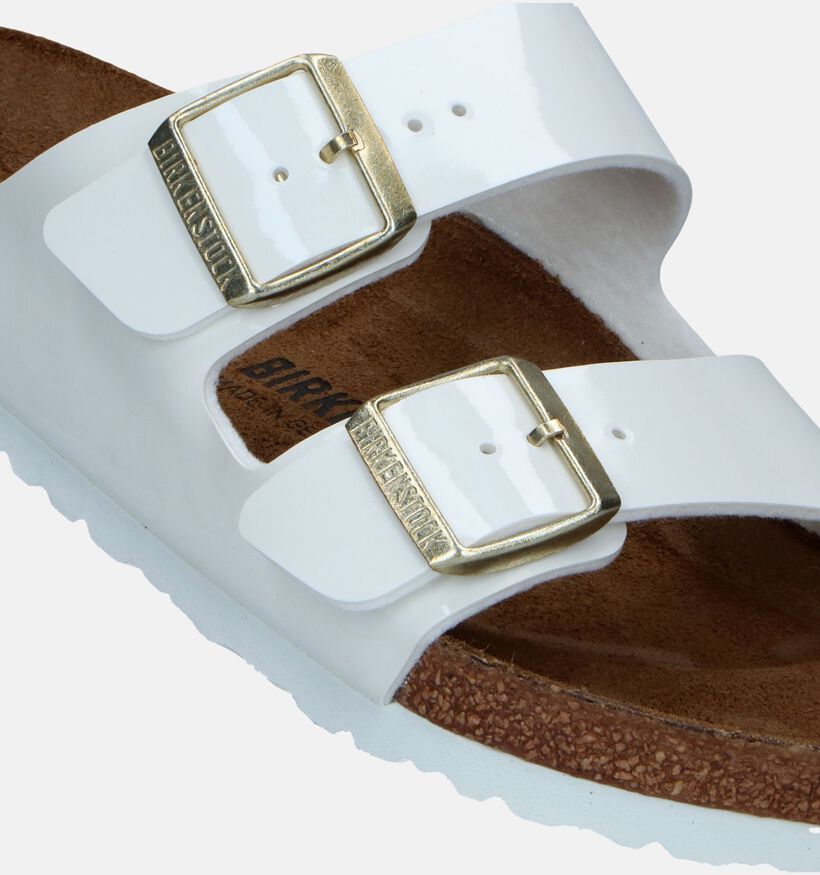 Birkenstock Arizona Birko Flor Patent Nu-pieds en Blanc pour femmes (337970)