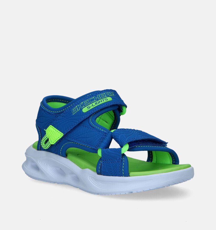 Skechers Sola Glow Blauwe Sandalen met lichtjes voor jongens (335710)