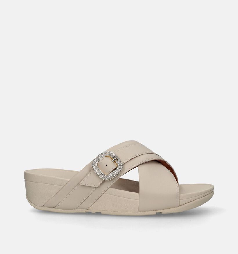 FitFlop Lulu Crystal Buckle Cross Slides Beige Slippers voor dames (336985)