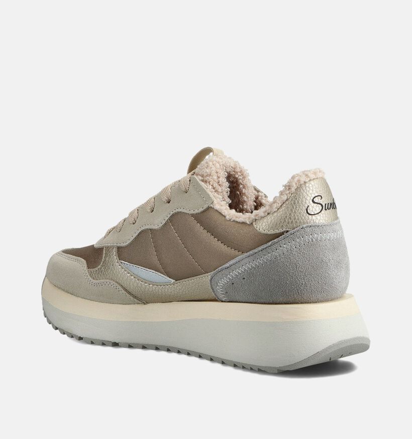 Sun68 Big Ally Teddy Beige Sneakers voor dames (361901) - geschikt voor steunzolen