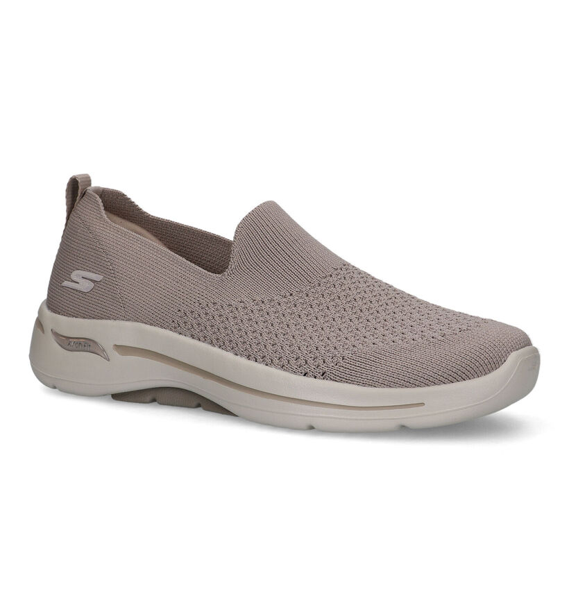 Skechers Go Walk Arch Fit Baskets Slip-on en Taupe pour femmes (319367) - pour semelles orthopédiques