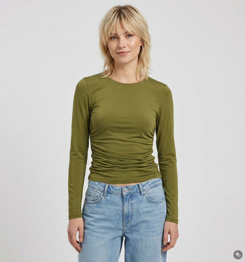 Vila Lysera Donkergroene T-shirt met Lange Mouwen voor dames (382215)