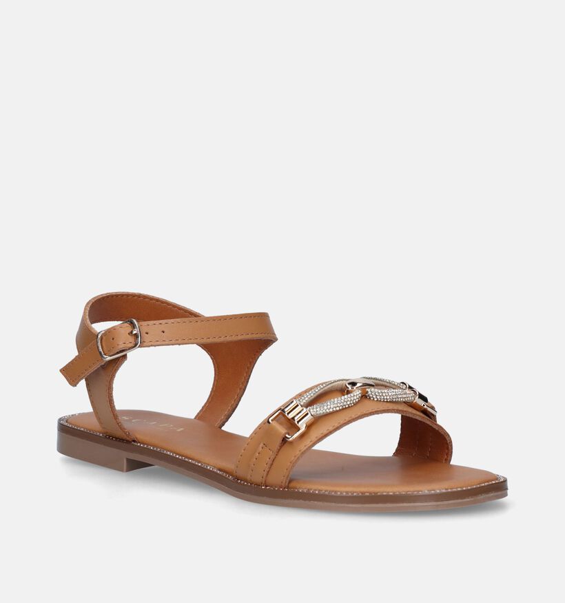 Scapa Cognac Platte sandalen voor dames (338570)