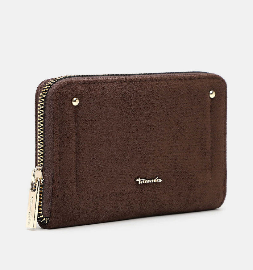 Tamaris Marina Suede Porte-monnaie zipp&eacute; en Brun fonc&eacute; pour femmes (378803)