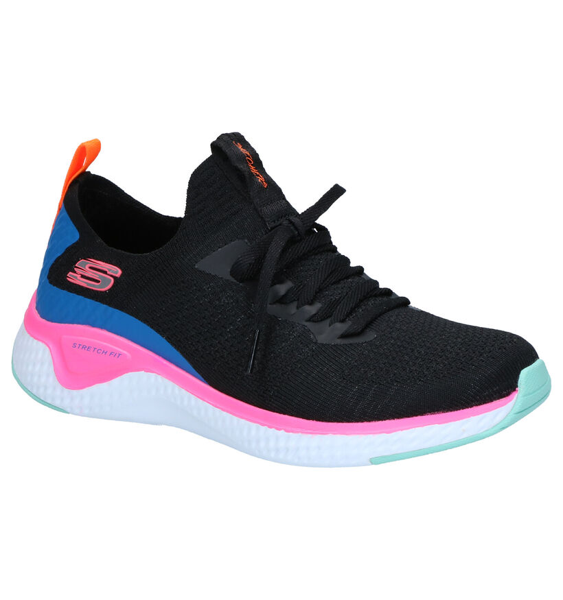 Zwarte Slip-on Sneakers Skechers Solar Fuse in stof (266932)