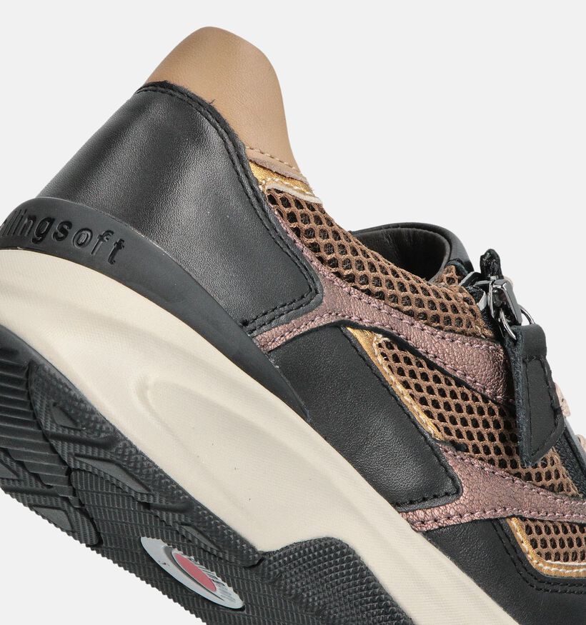 Gabor Rollingsoft Zwarte Sneakers met Rits voor dames (360318) - geschikt voor steunzolen