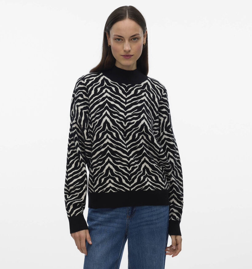 Vero Moda Maria Pull en Noir/Blanc pour femmes (364542)