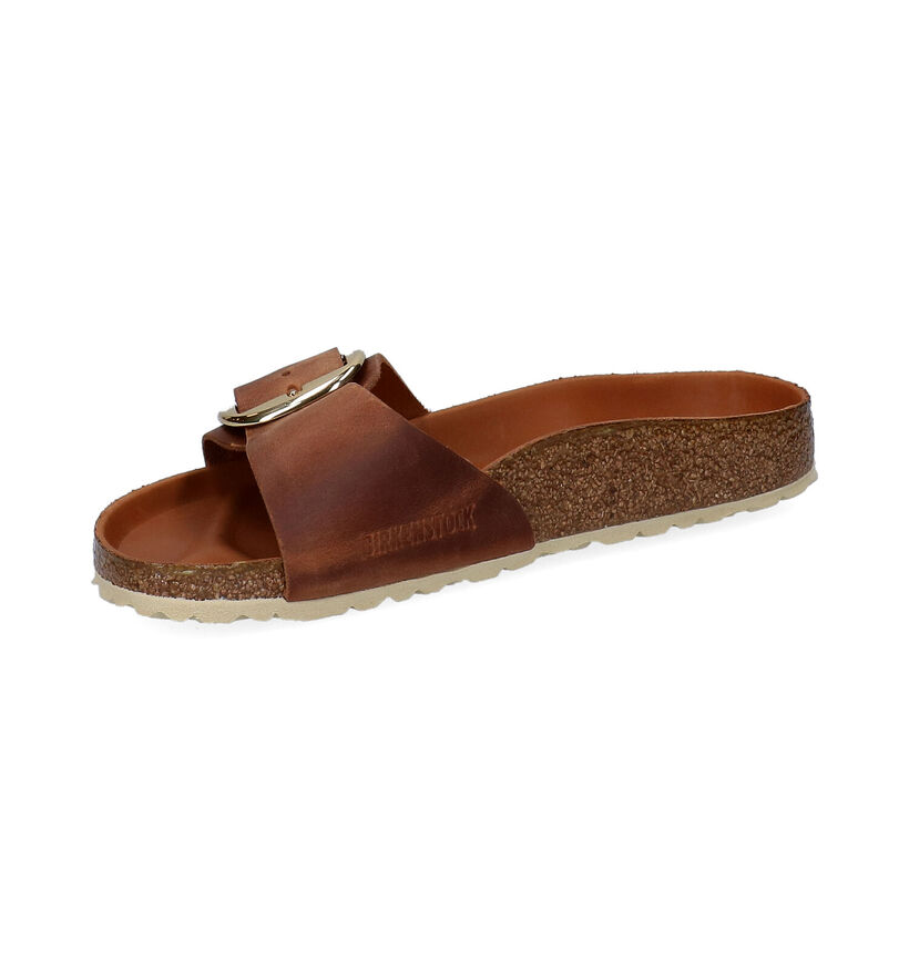 Birkenstock Madrid Big Buckle Cognac Slippers in kunstleer (322649)