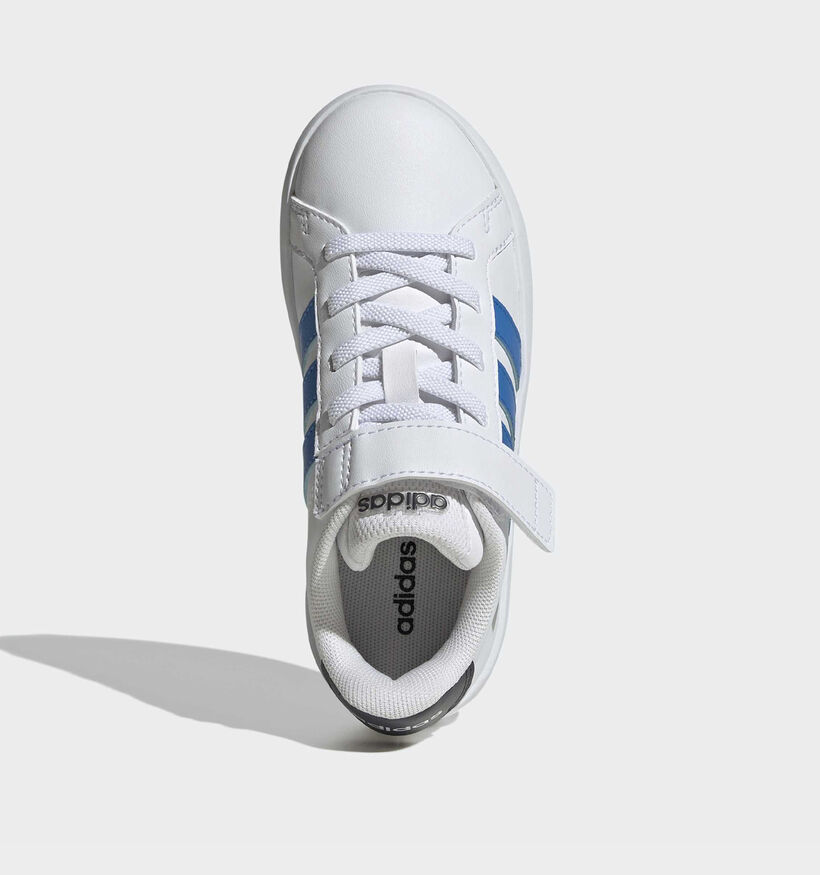 adidas Grand Court 3.0 Baskets en Blanc/Bleu pour gar&ccedil;ons (372774) - pour semelles orthop&eacute;diques