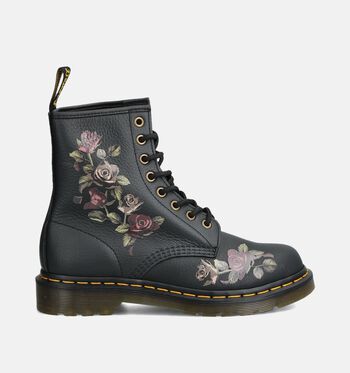 Dr. Martens 1460 Boots Black Ambassador/Decayed Roses Classic Tumbled Nappa/English Garden Print Backhand