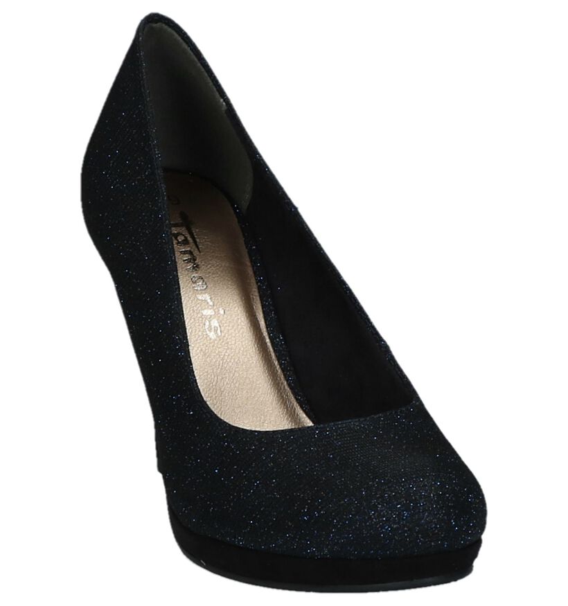 Donkerblauwe Tamaris Glitter Pumps in stof (222157)