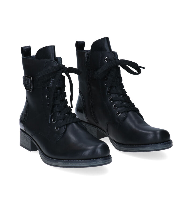 Rieker Boots à lacets en Noir en cuir (299367)