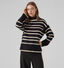 Vero Moda Saba Zwarte Gestreepte trui met rolkraag voor dames (328983)