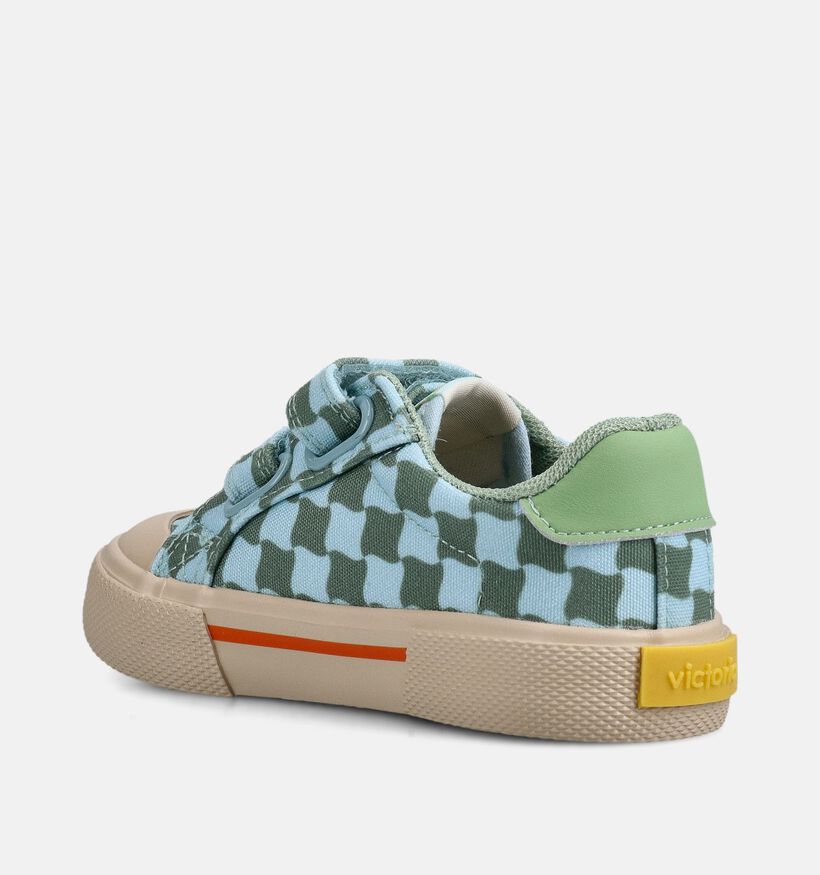 Victoria Tribu Minimalista Lona Baskets Checkerboard en Vert pour filles, gar&ccedil;ons (371004) - pour semelles orthop&eacute;diques