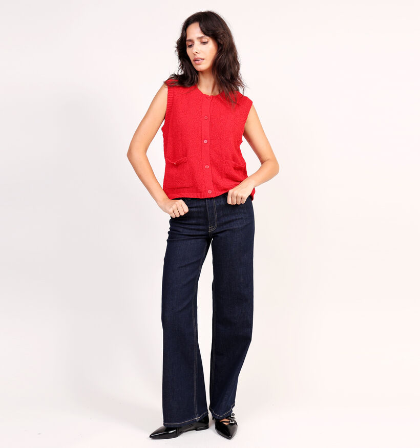 Pieces Jessie Knit Gilet en Rouge pour femmes (362259)