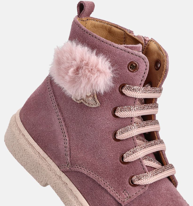 STONES and BONES Posy Boots à lacets en Mauve pour filles (365028) - pour semelles orthopédiques