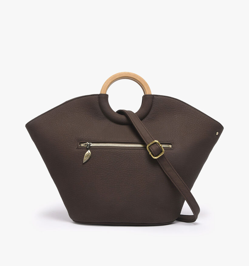 Woomen Neflier Patchwork Sac &agrave; main en Brun fonc&eacute; pour femmes (378678)