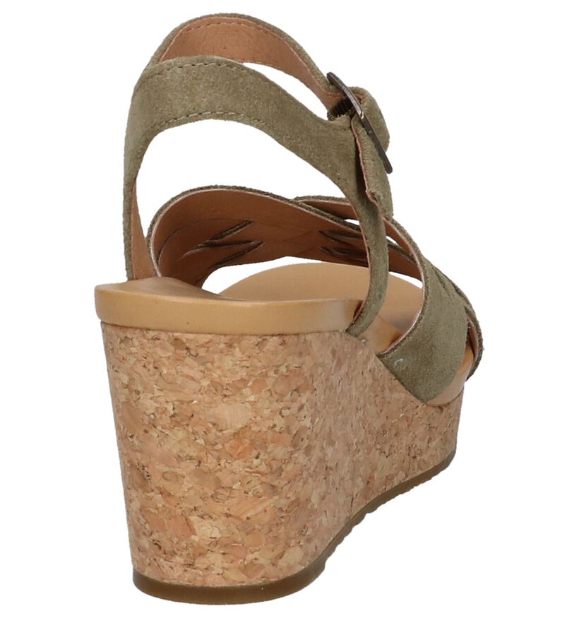 UGG Uma Kaki Sandalen met Sleehak in nubuck (210298)