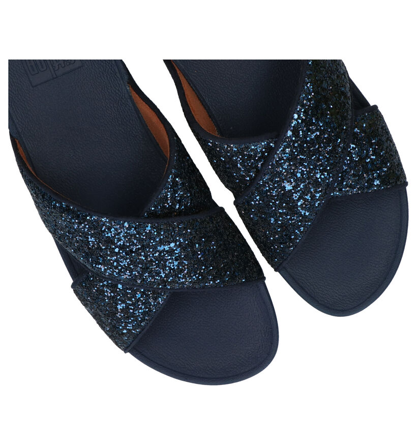 FitFlop Lulu Glitter Blauwe Slippers in kunststof (286108)