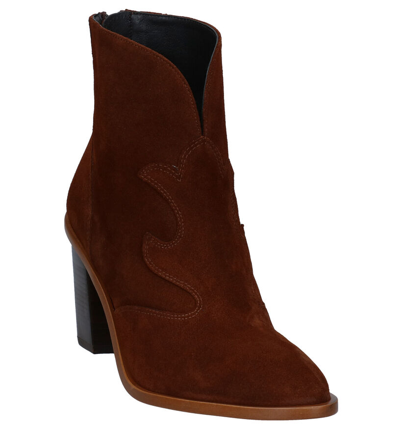 Zinda Bottillons Western en Cognac en daim (279457)