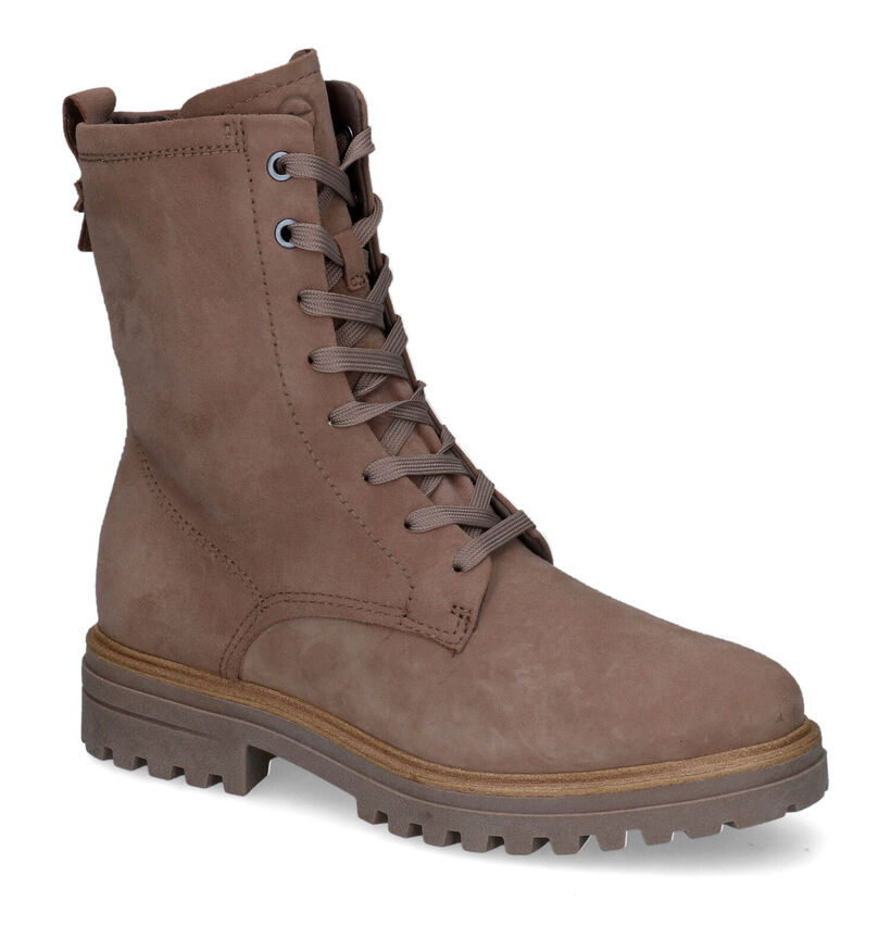 Tamaris Boots à lacets en Taupe en nubuck (315416)