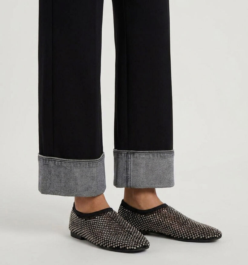 La Strada Zwarte/Zilveren Mesh Ballerina's met Steentjes voor dames (381642)