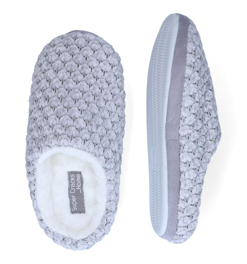 Super Cracks Pantoufles ouvertes en Gris clair en textile (311166)