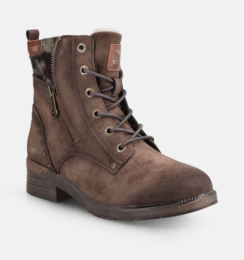 Mustang Donkerbruine Veterboots voor dames (378904)