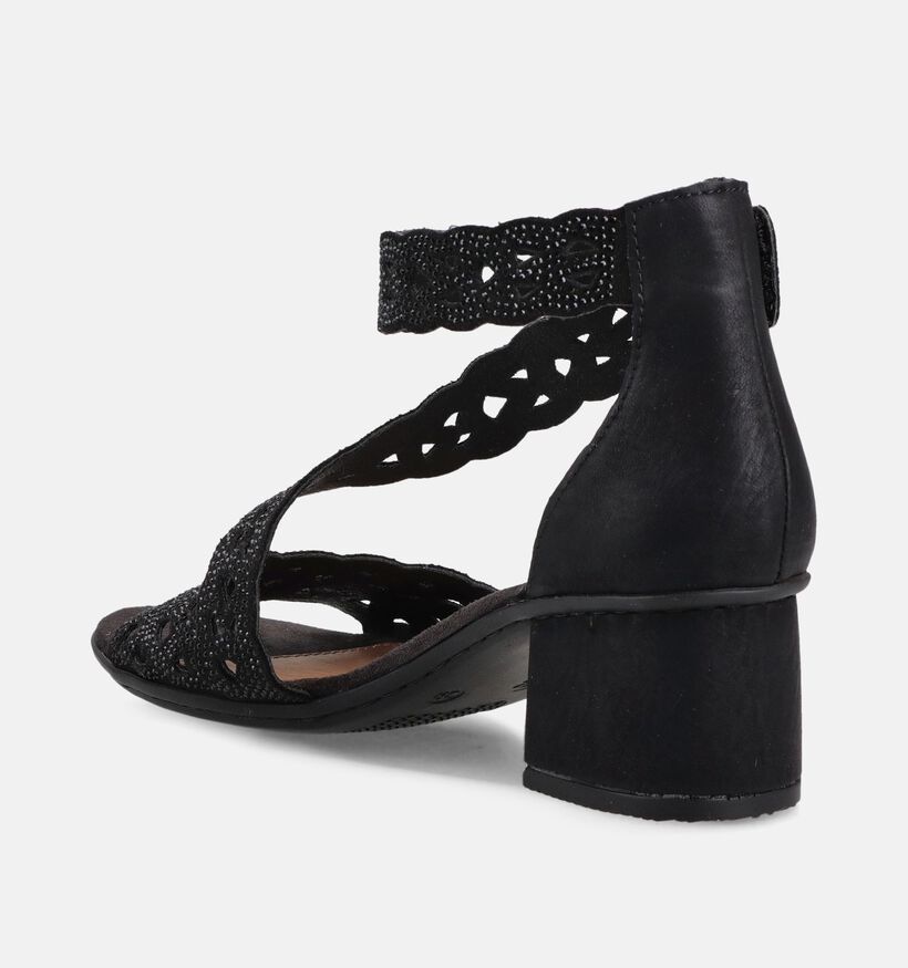 Rieker Zwarte Sandalen met Blokhak voor dames (370408)