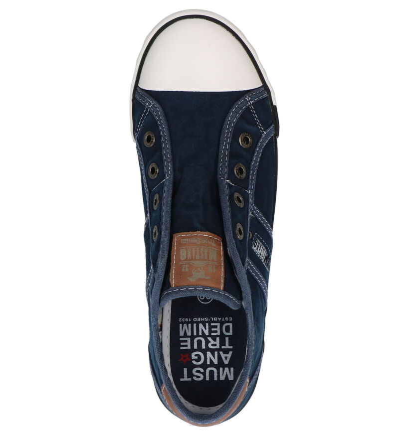 Mustang Slip-ons en Bleu foncé en textile (303683)