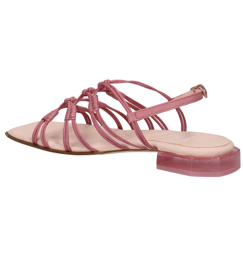 Zinda Sandales plates en Rose foncé pour femmes (291596)