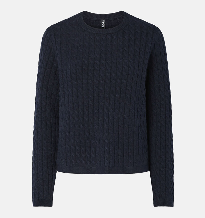 Pieces Fia Cable Knit Pull en Bleu pour femmes (361157)