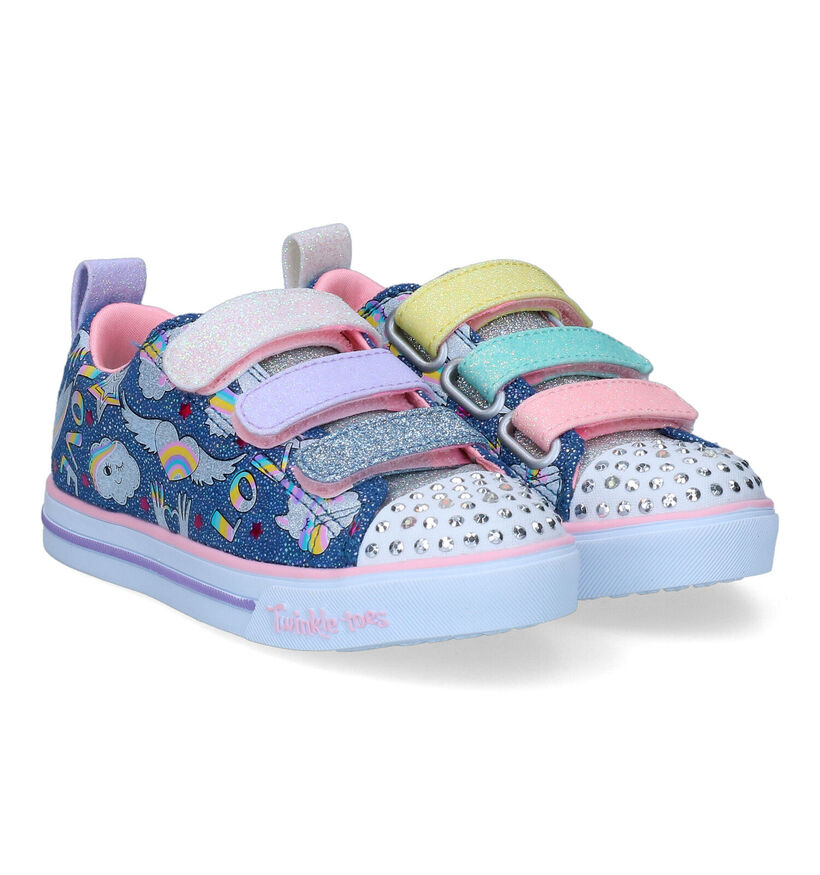 Skechers Sparkle Lite Blauwe Sneakers voor meisjes (302740)