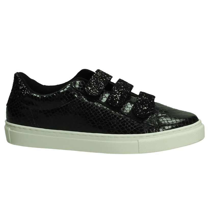 Zwarte Dazzle Sneakers met Slangenprint in lakleer (191702)