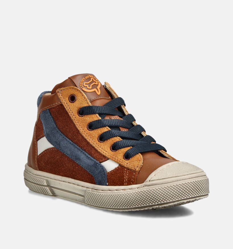 STONES and BONES Raspo Chaussures hautes en Cognac pour garçons (361968) - pour semelles orthopédiques
