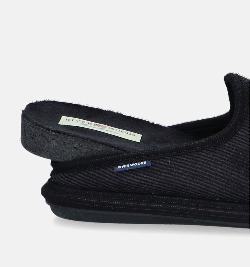 River Woods Hendrik Zwarte Pantoffels voor steunzolen voor heren (347820) - geschikt voor steunzolen