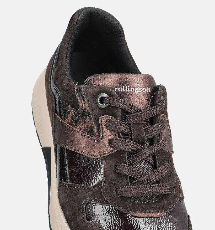 Gabor Rollingsoft Donkerbruine Sneakers voor dames (376944) - geschikt voor steunzolen