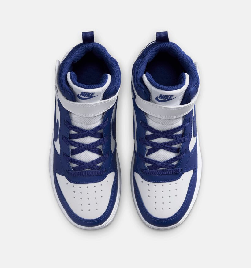 Nike Court Borough Baskets montantes en Blanc/Bleu pour garçons (364597)