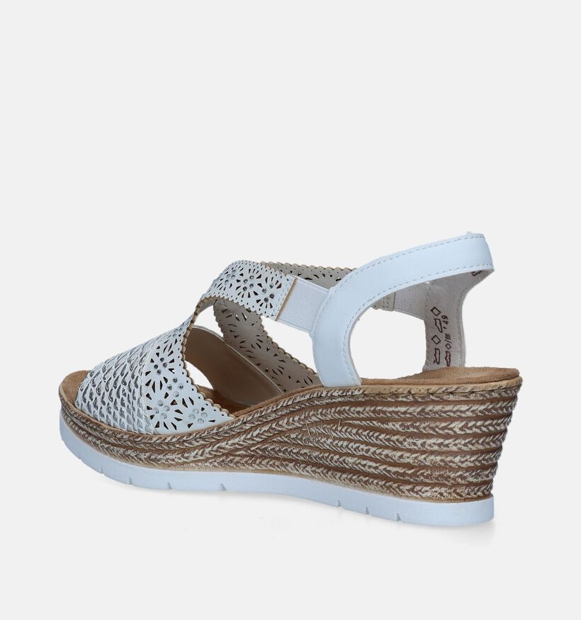 Rieker Witte Sandalen met sleehak voor dames (339118)